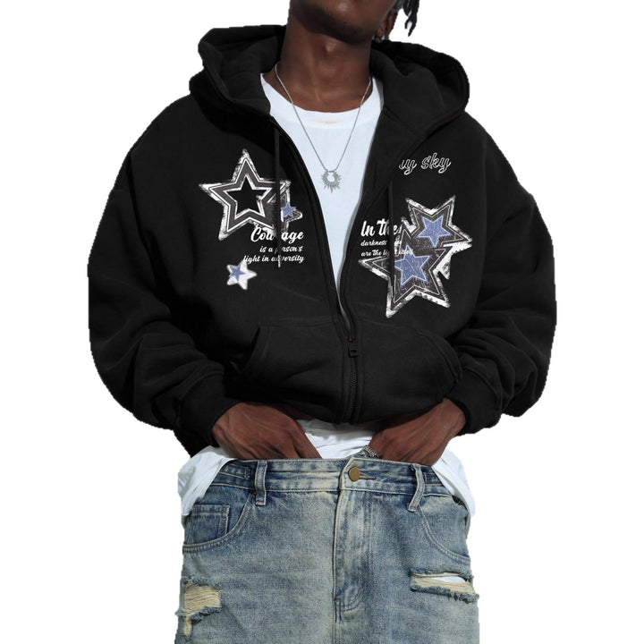 Men's hooded jacket with practical zipper and stylish star pattern Lune London