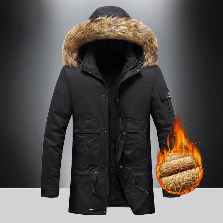 Warm winter parka for men with removable faux fur collar Lune London