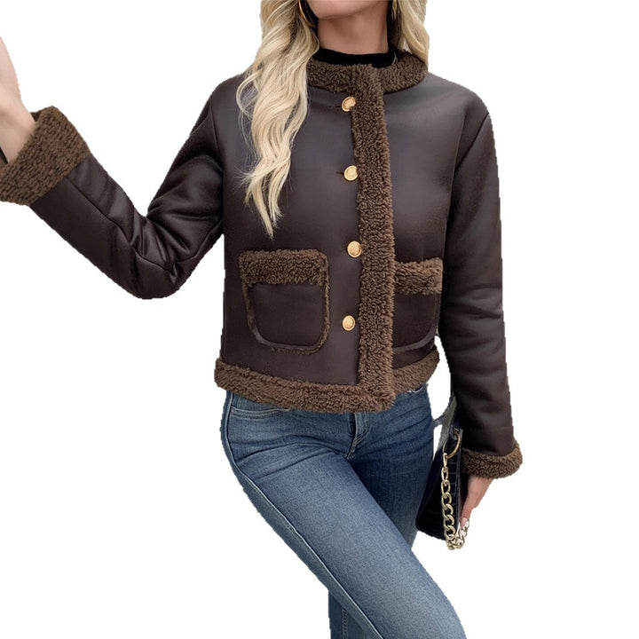Leisure jacket for women with soft faux fur trims and button closures Lune London