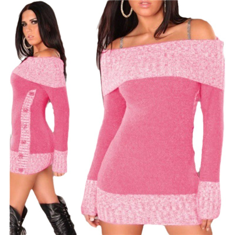 Knitted strapless dress for women with button details Lune London