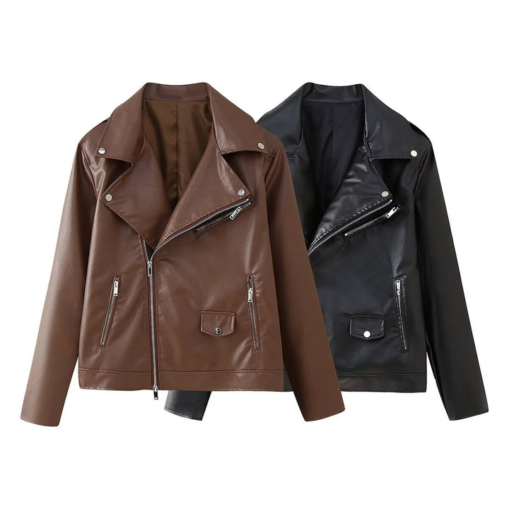 Ladies Lune London Faux Leather Biker Jacket