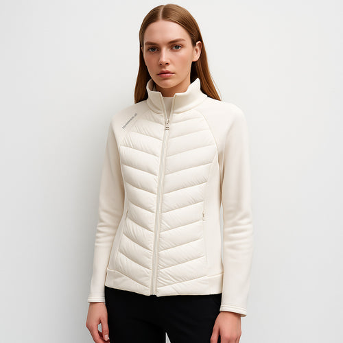 Quilted sports jacket for women with high collar and functional zip pockets Lune London