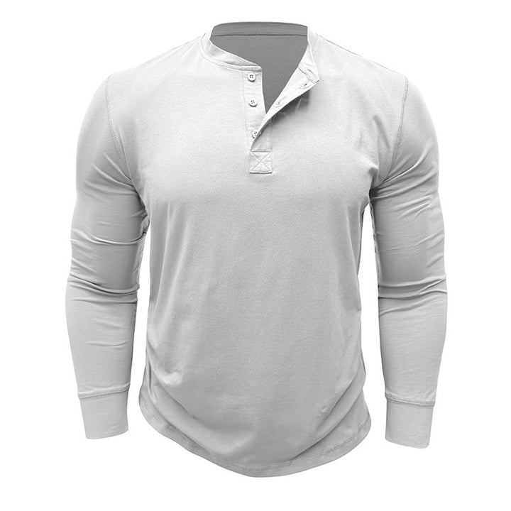 Men's long sleeve Henley shirt with stylish buttons and a high quality cotton blend Lune London