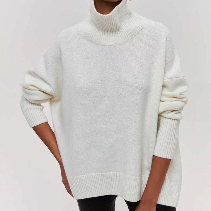 Women's Comfortable Turtleneck Sweater with Oversized Cut and Textured Material Lune London