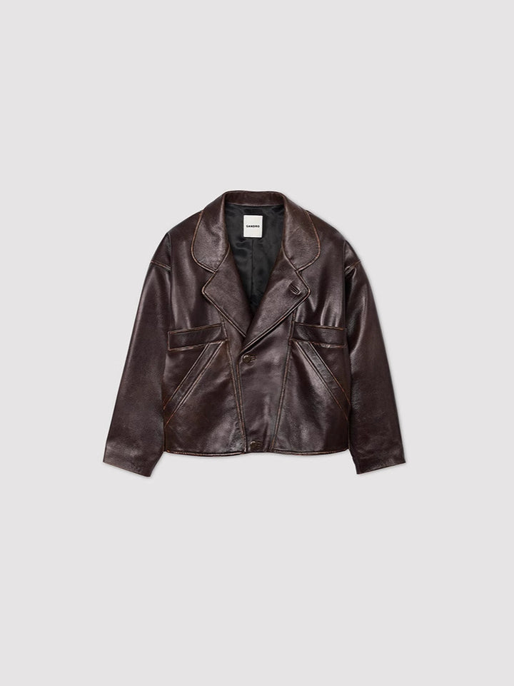 Faux leather jacket for women in a casual style with practical pockets and elegant lapels Lune London