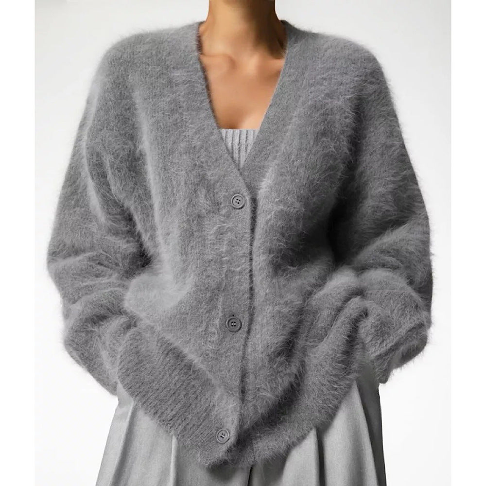 Cardigan confortable pour femmes avec décolleté en V profond et coupe surdimensionnée Chic & Stil
