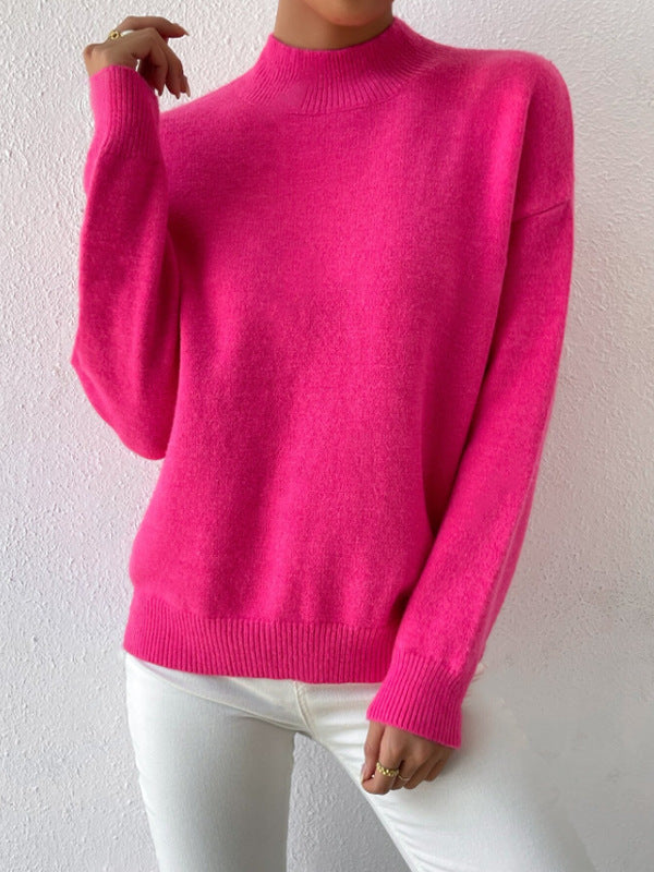 Sweater pour femmes avec col montant et matériau doux Chic & Stil