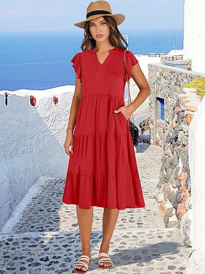Leisure dress for women with ruffled details and pockets Lune London