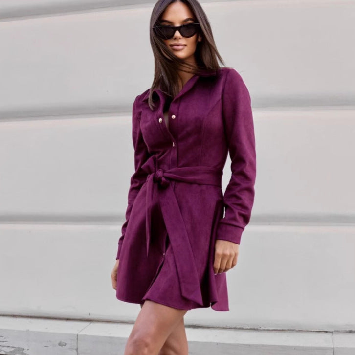 Elegant fitted shirt dress for women with belt Lune London