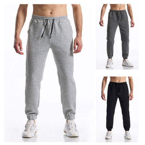 Casual pants for men with textured surface and elastic waistband Lune London