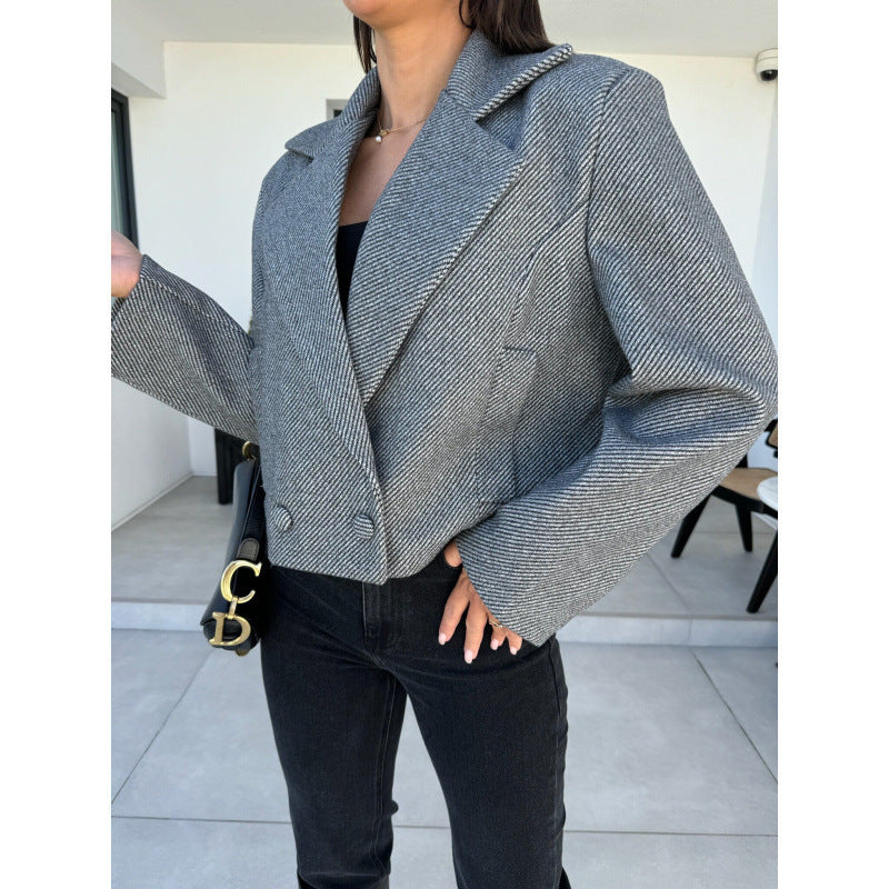 Cropped double-breasted blazer jacket for women Lune London