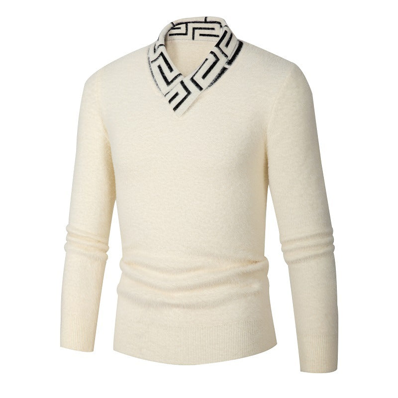 Fashionable men's sweater with an elegant high collar and a textured design Lune London
