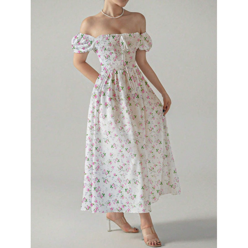 Ladies Flowers Puff Sleeves Maxi Dress Lune London