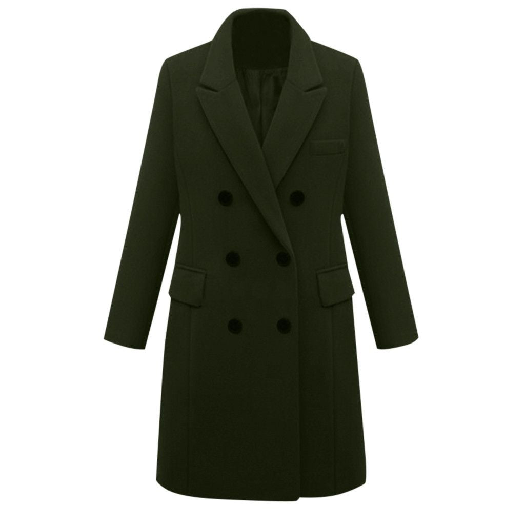 Elegant wool coat for women with double-breasted buttons and pockets Lune London
