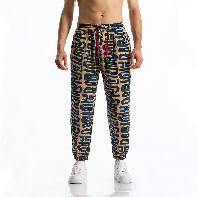 Men's casual pants with colorful pattern and elastic waistband Lune London