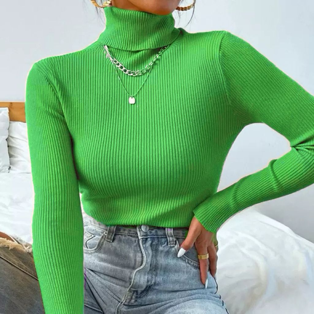 Ladies elegant turtleneck sweater with fine ribbed structure Lune London