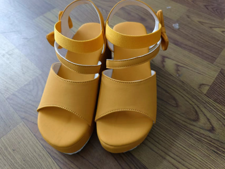 Ladies Wedge Sandals with Elegant Bow Application and Non-Slip Sole Lune London
