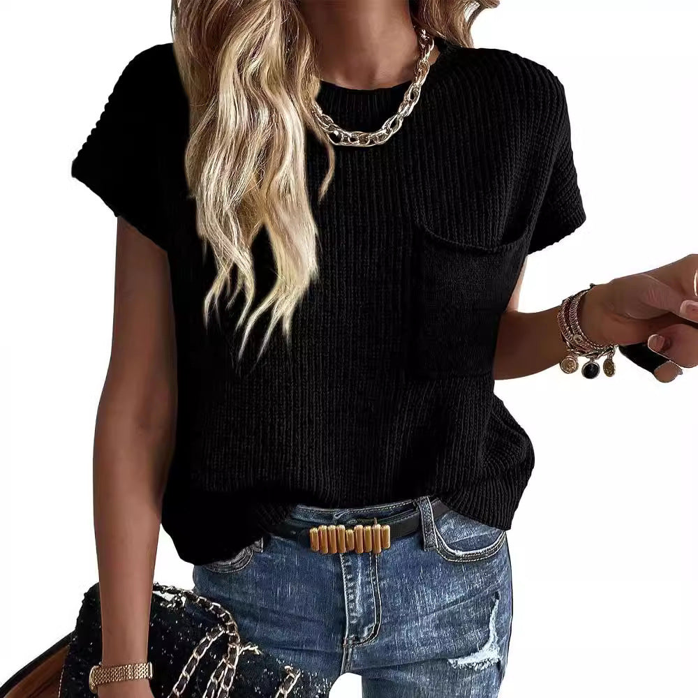 Women Short Sleeve Knitted Top Lune London