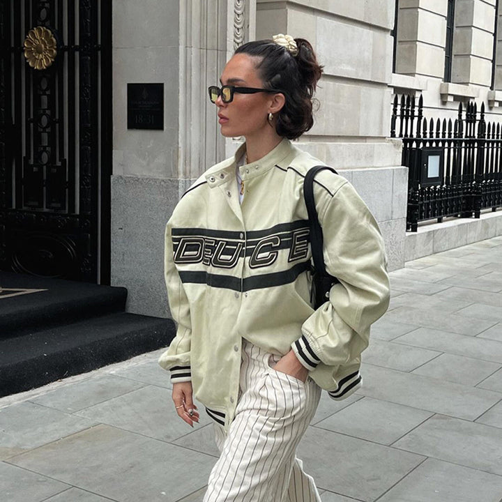 Oversized sporty jacket for women with contrasting logo Lune London