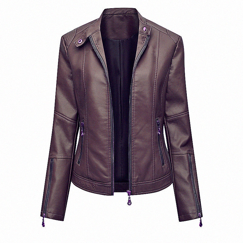 Asymmetrical zipper faux leather jacket for women Lune London