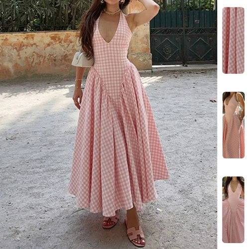 Robe maxi femme avec décolleté en V et jupe évasée Chic & Stil