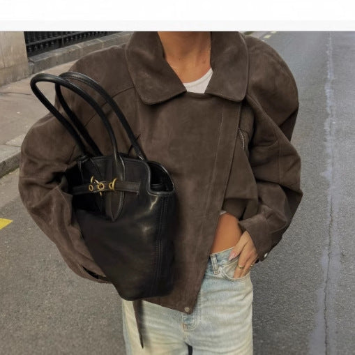 Veste mode pour femmes à coupe ample en daim Lune London