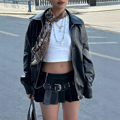 Short leather jacket for women with a stylish cut and practical details Lune London