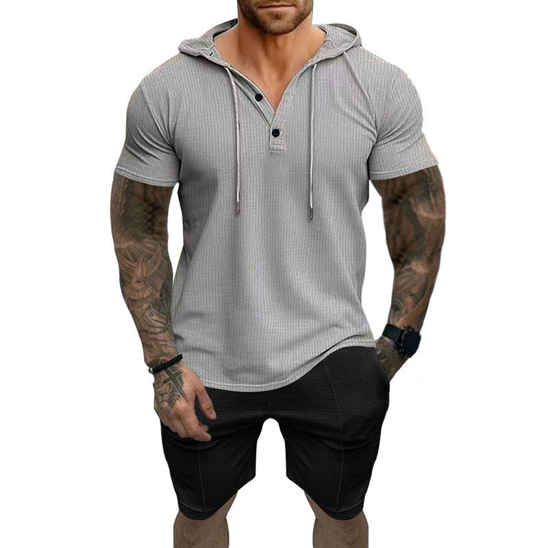 Men's stylish short sleeve shirt with hood and textured surface Lune London