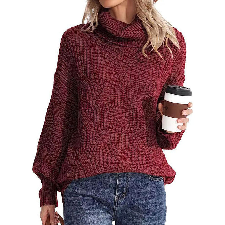 Pull en tricot pour femme avec col haut et look de point texturé Chic & Stil