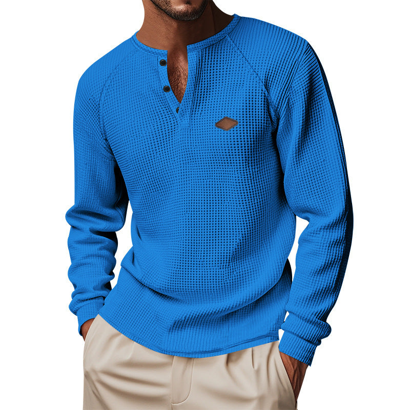 Men's long-sleeve Henley shirt with textured surface Lune London
