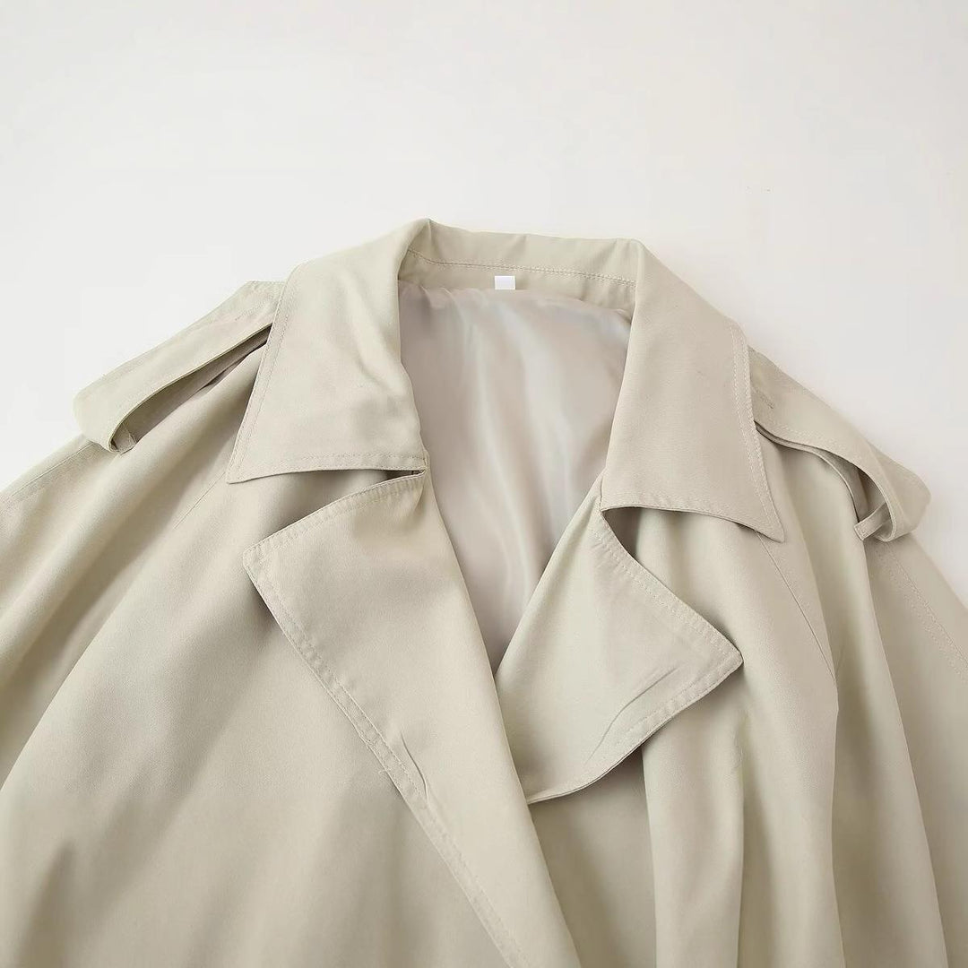 Ladies casual trench coat with tie belt and voluminous sleeves Lune London