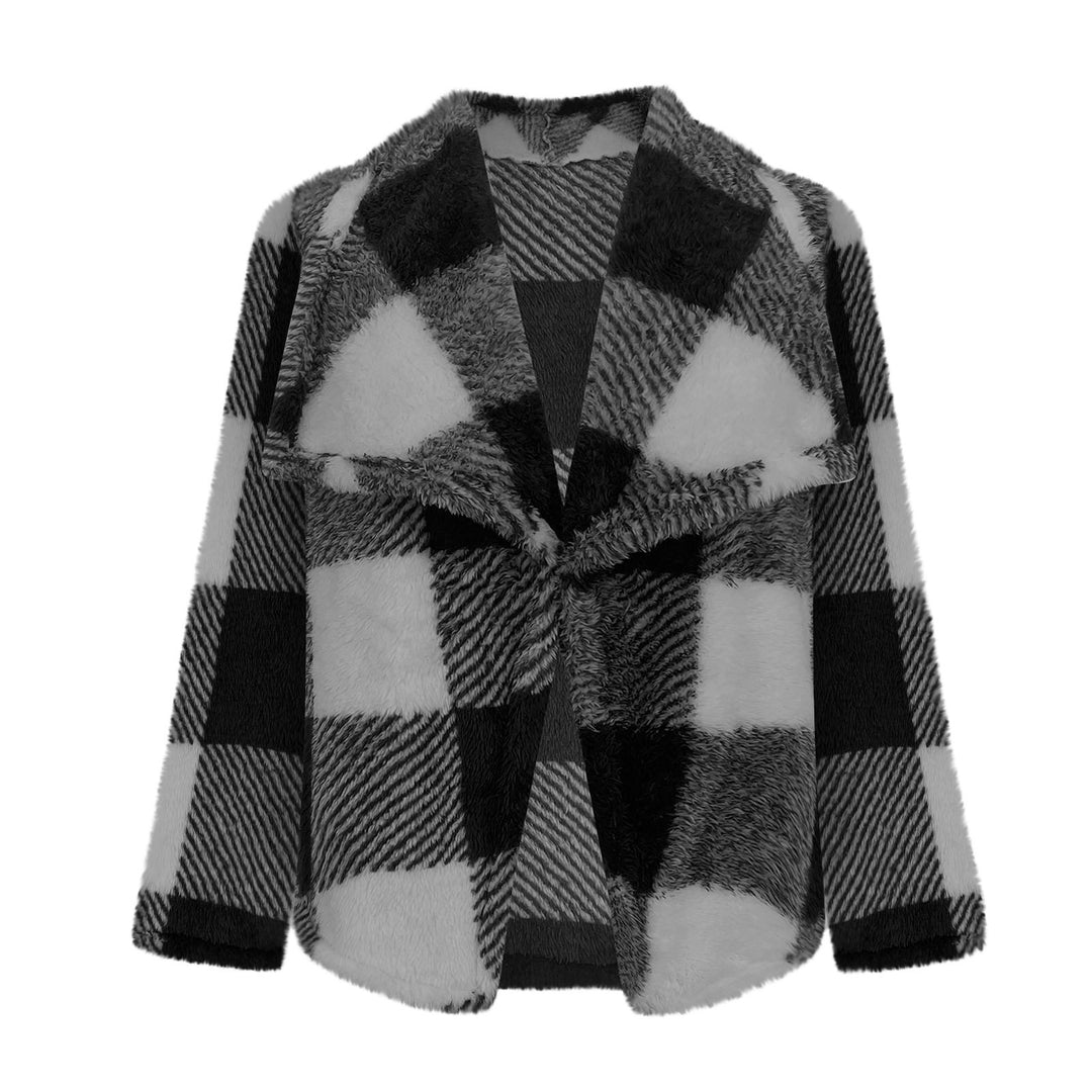 Lune London Women's Fleece Jacket with Plaid Pattern