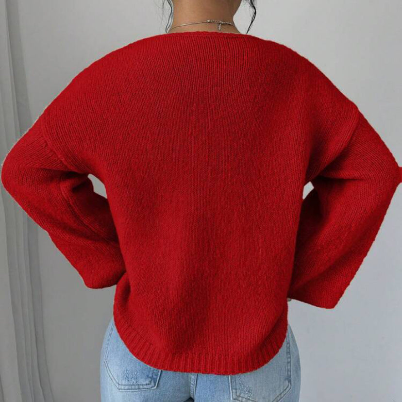 Oversized knit sweater for women with decorative lace detail Chic und Stil
