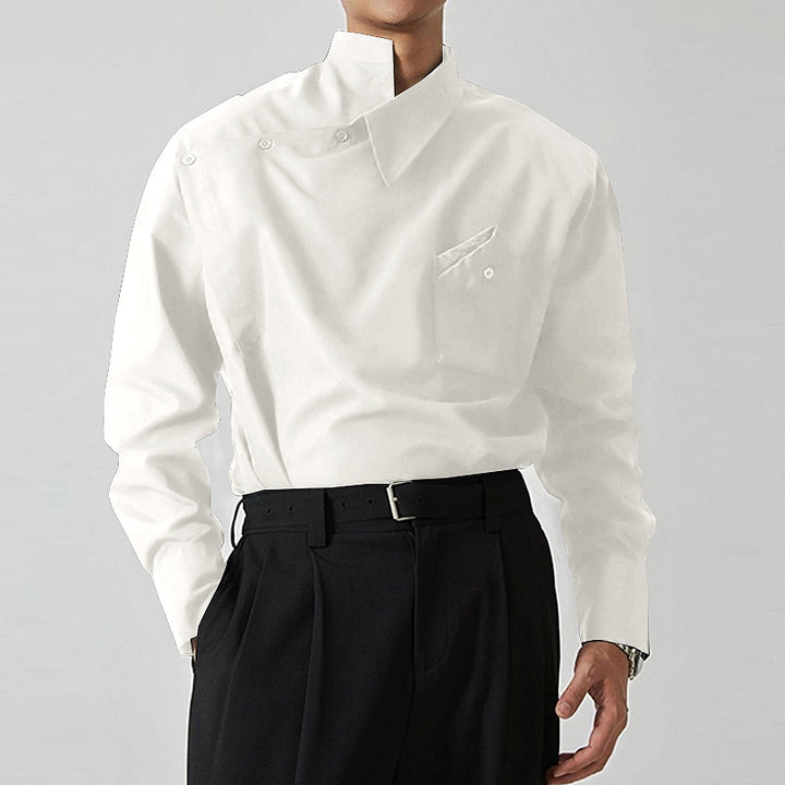Chef jacket for men with modern high collar and practical chest pocket Lune London