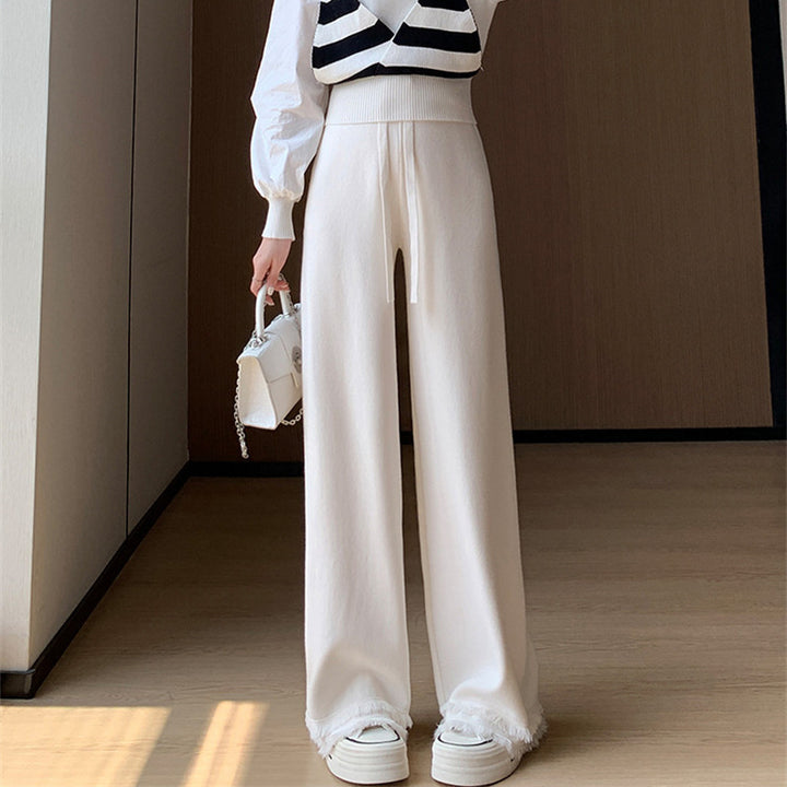 Ladies Elegant and Comfortable High-Waisted Pants with Stylish Fringes Lune London