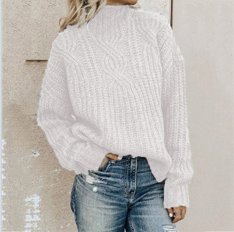 Pull en tricot pour femmes avec col haut et surface texturée Chic & Stil