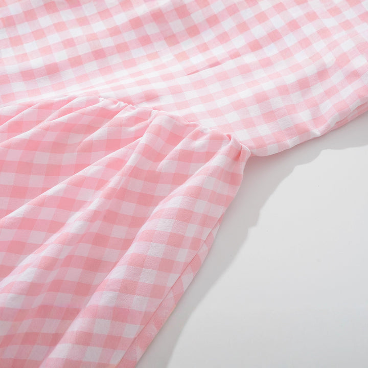 Checkered dress for women with a playful waist belt and ruched details Lune London
