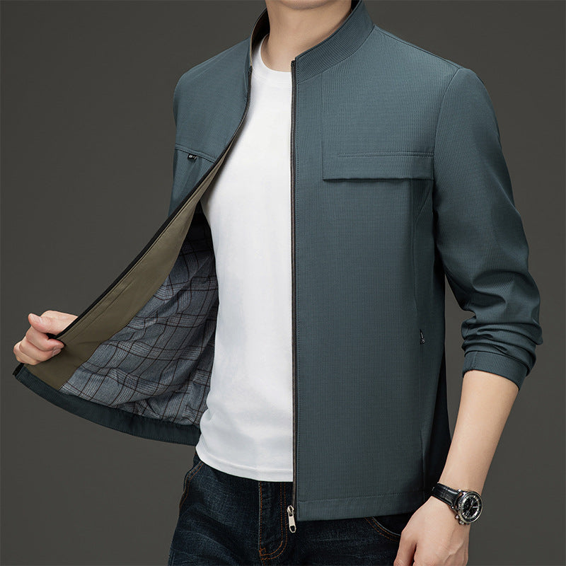 Elegant and sporty transition jacket for men with high collar Lune London
