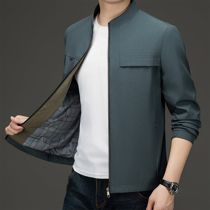 Elegant and sporty transition jacket for men with high collar Lune London