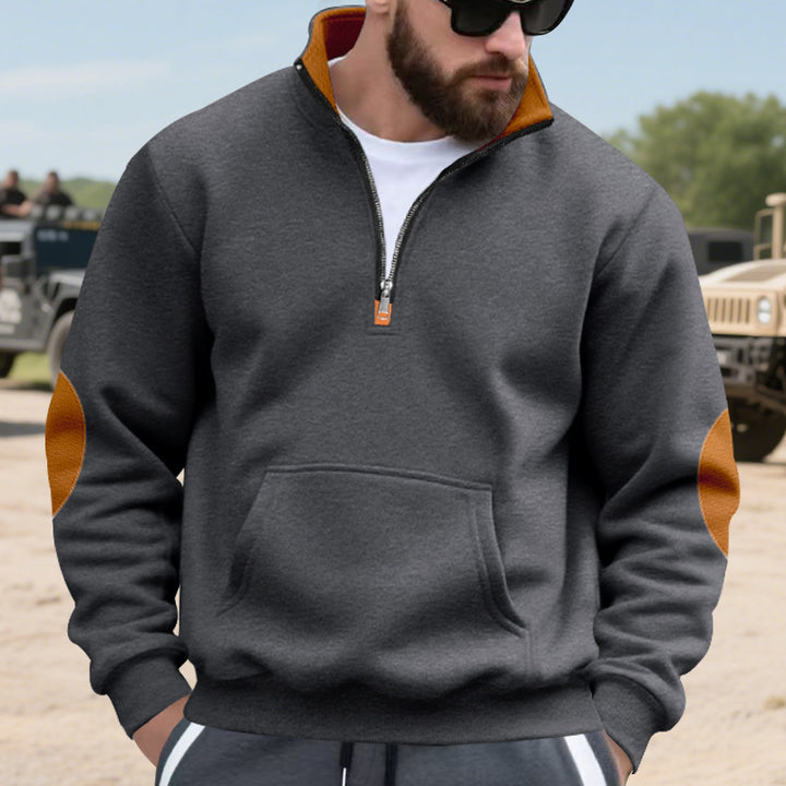 Elegant men's fleece sweater with high collar and functional zipper Lune London