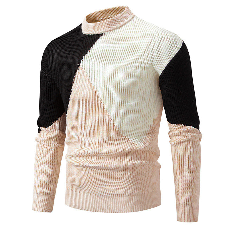 Men's high collar sweater with graphic color block design Lune London