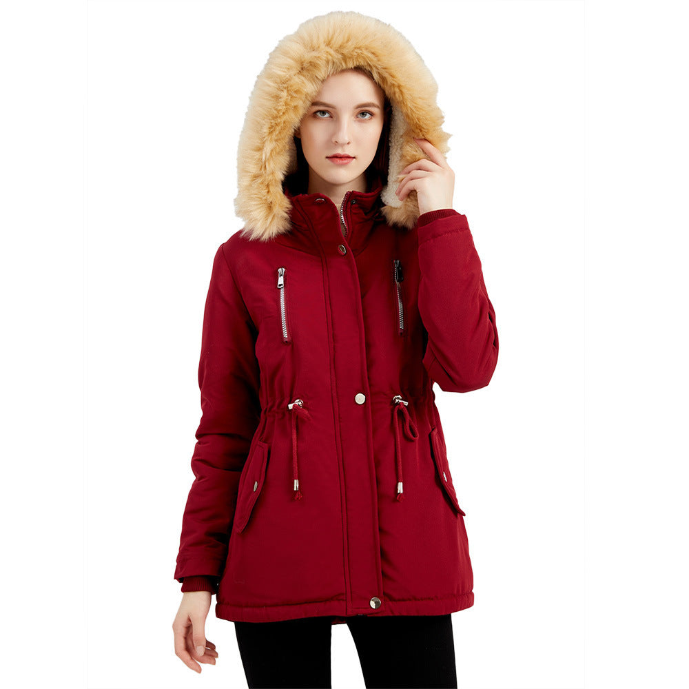 Ladies insulated winter jacket with removable faux fur collar Lune London