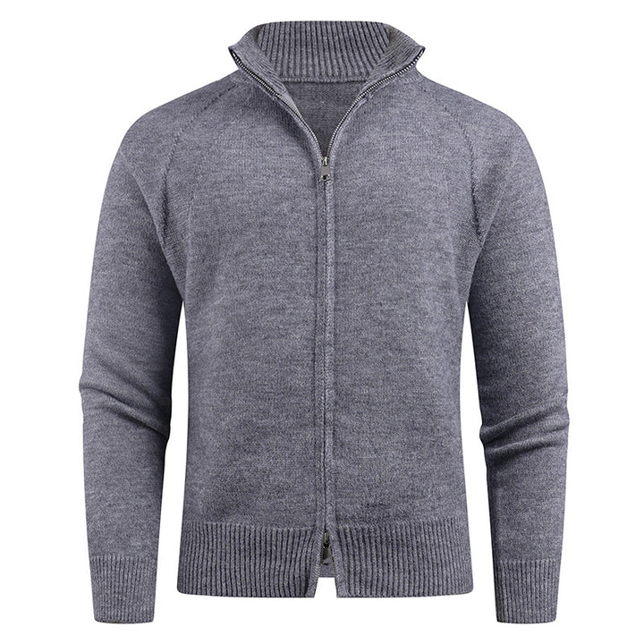 High-quality knit jacket for men with modern zip and stand-up collar Lune London