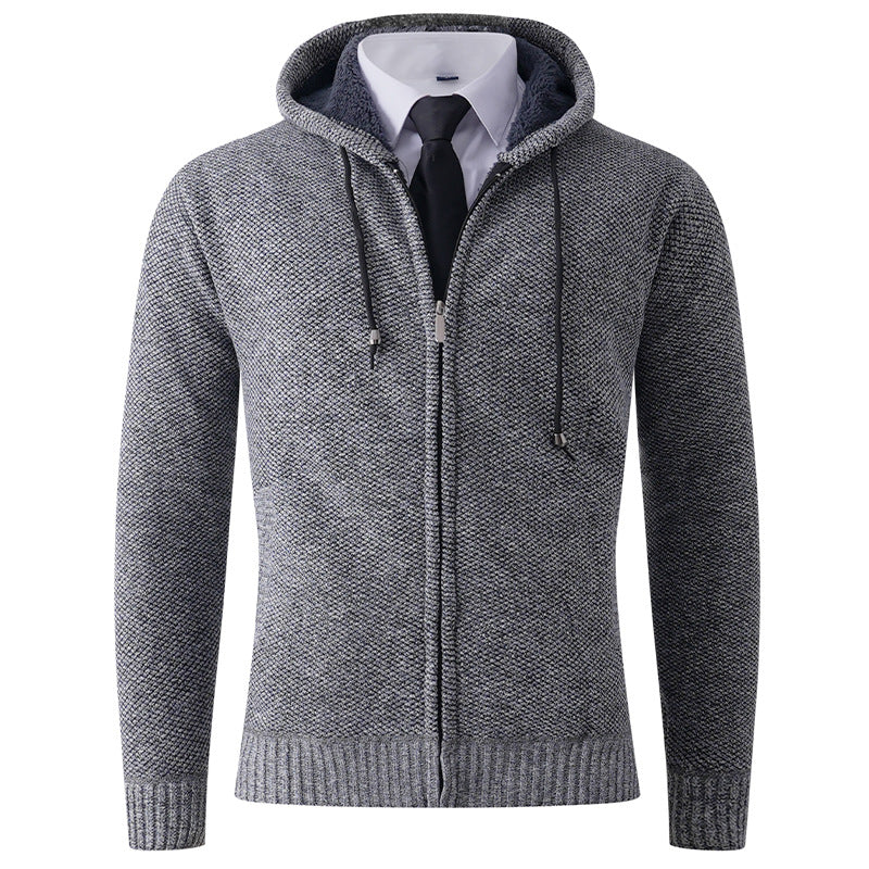 Men's knitted hoodie jacket with structured finish Lune London
