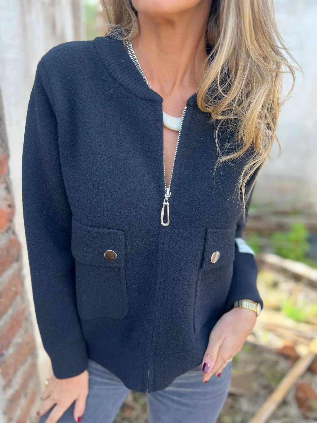 Fleece jacket for women with practical pockets and zipper Lune London