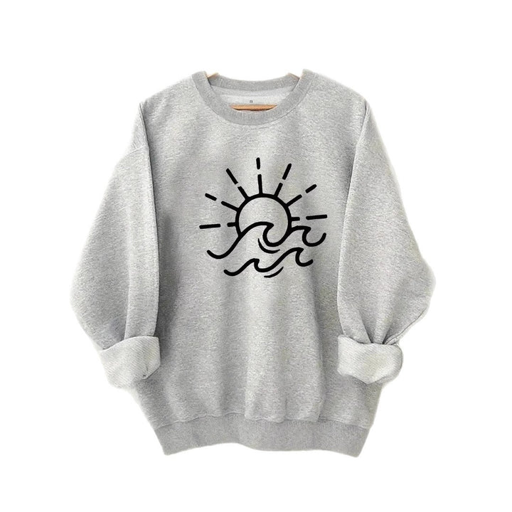 Sweat-shirt pour femmes avec un design créatif de soleil et de vague Chic & Stil