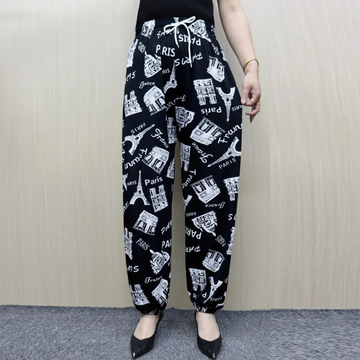 Women's Comfortable Leisure Pants with Paris Design and Elastic Waistband Chic & Stil