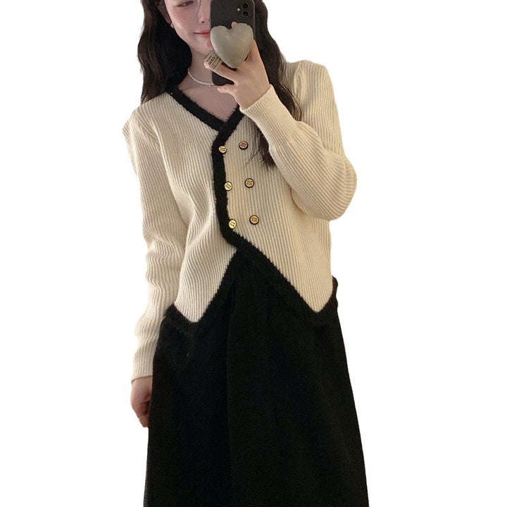 Cardigan élégant pour femmes avec un ourlet contrastant et des détails de boutons Chic & Stil