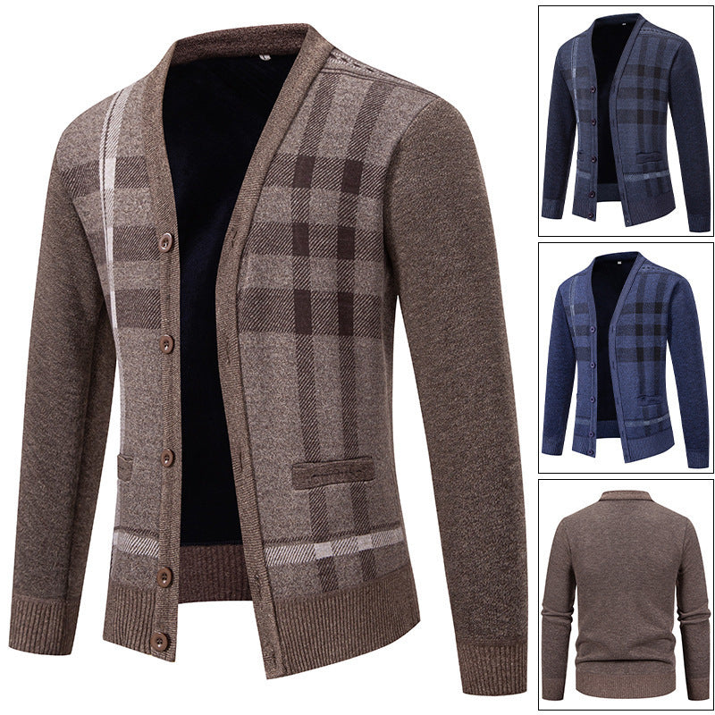 Men's knit jacket with an elegant checkered pattern from Lune London