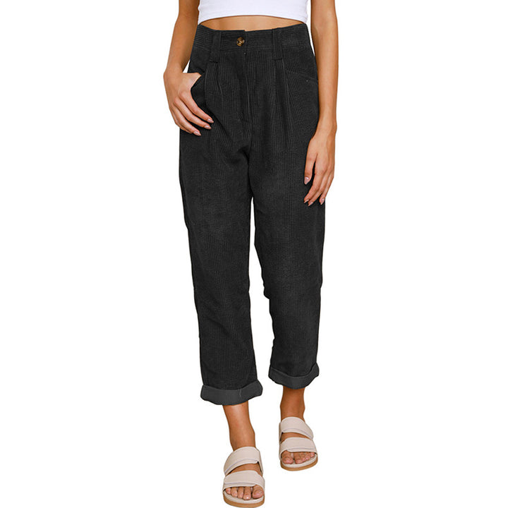 Wide corduroy pants for women with decorative pleats and practical pockets Lune London